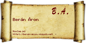 Berán Áron névjegykártya